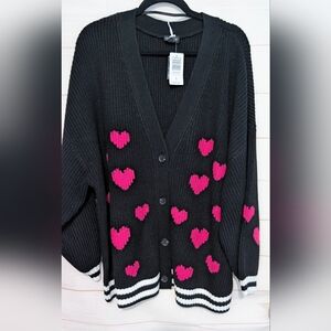 TORRID Black Cardigan Sweater with Rare Hot Pink 🩷 Pattern 😍 Plus Size 4X
